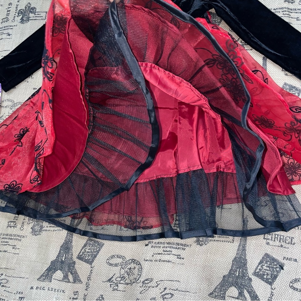 Blueberi Boulevard NWT! Black/Red Floral Lace Long Sleeve Princess Dress Size 3T - Picture 7 of 8